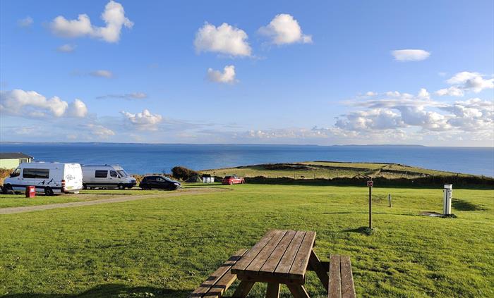 Views from our second field on pitches that allow campervans and tents with hook-up